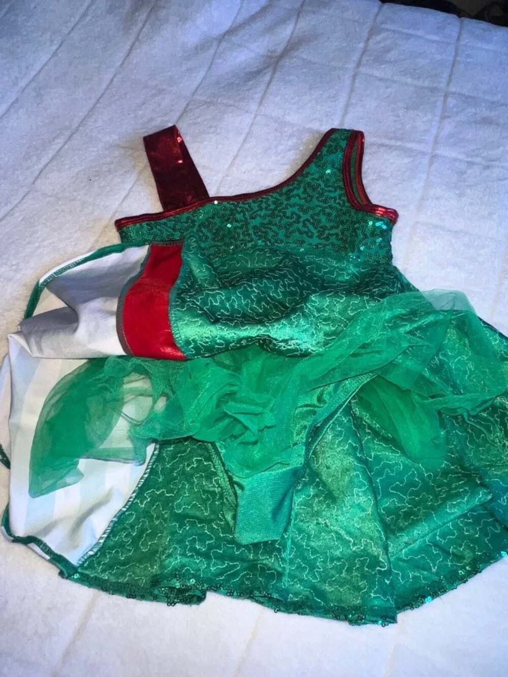iEFiEL girls dress size 6 Christmas green red tutu sparkle bow ballerina
